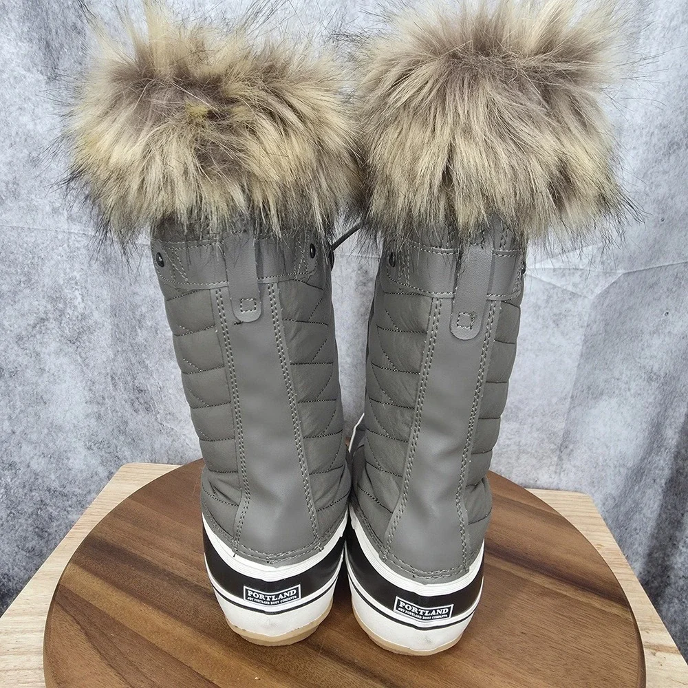 Portland Winter Boots Womens 9 M Cairo Olive Green Faux Fur 200G Waterproof Snow